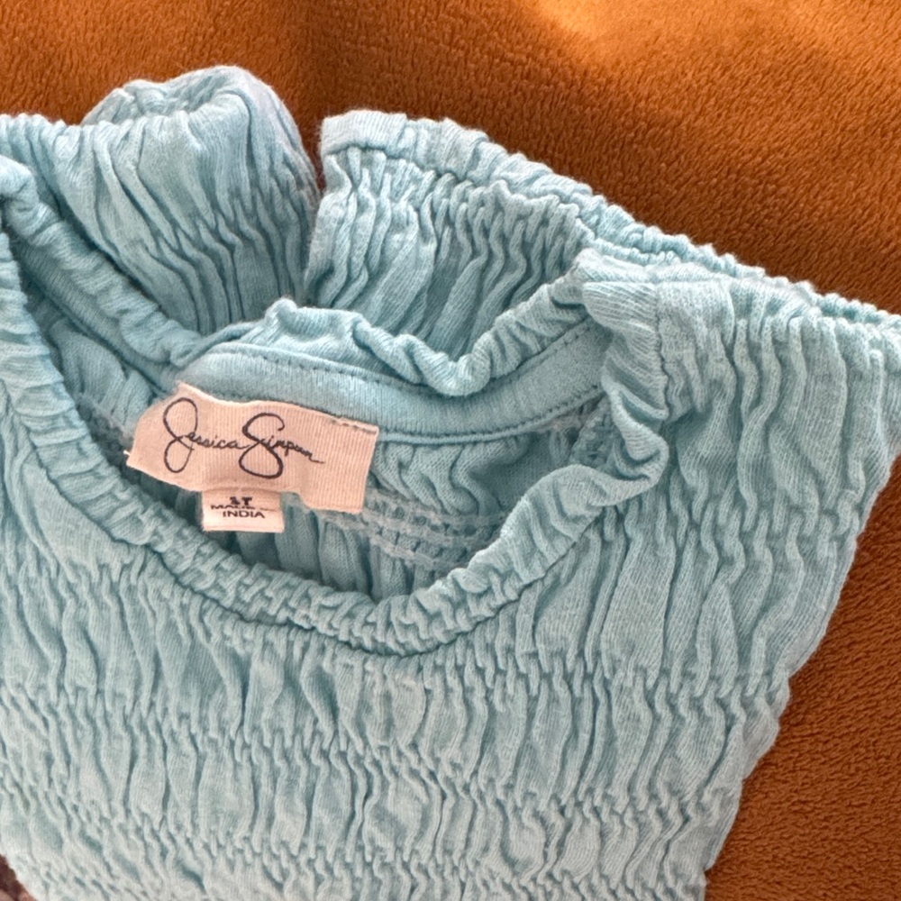 Jessica Simpson Aqua Smocked Blouse